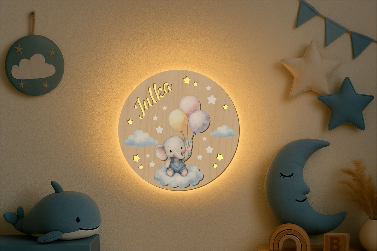 Elephant with Balloons 3D Lamp