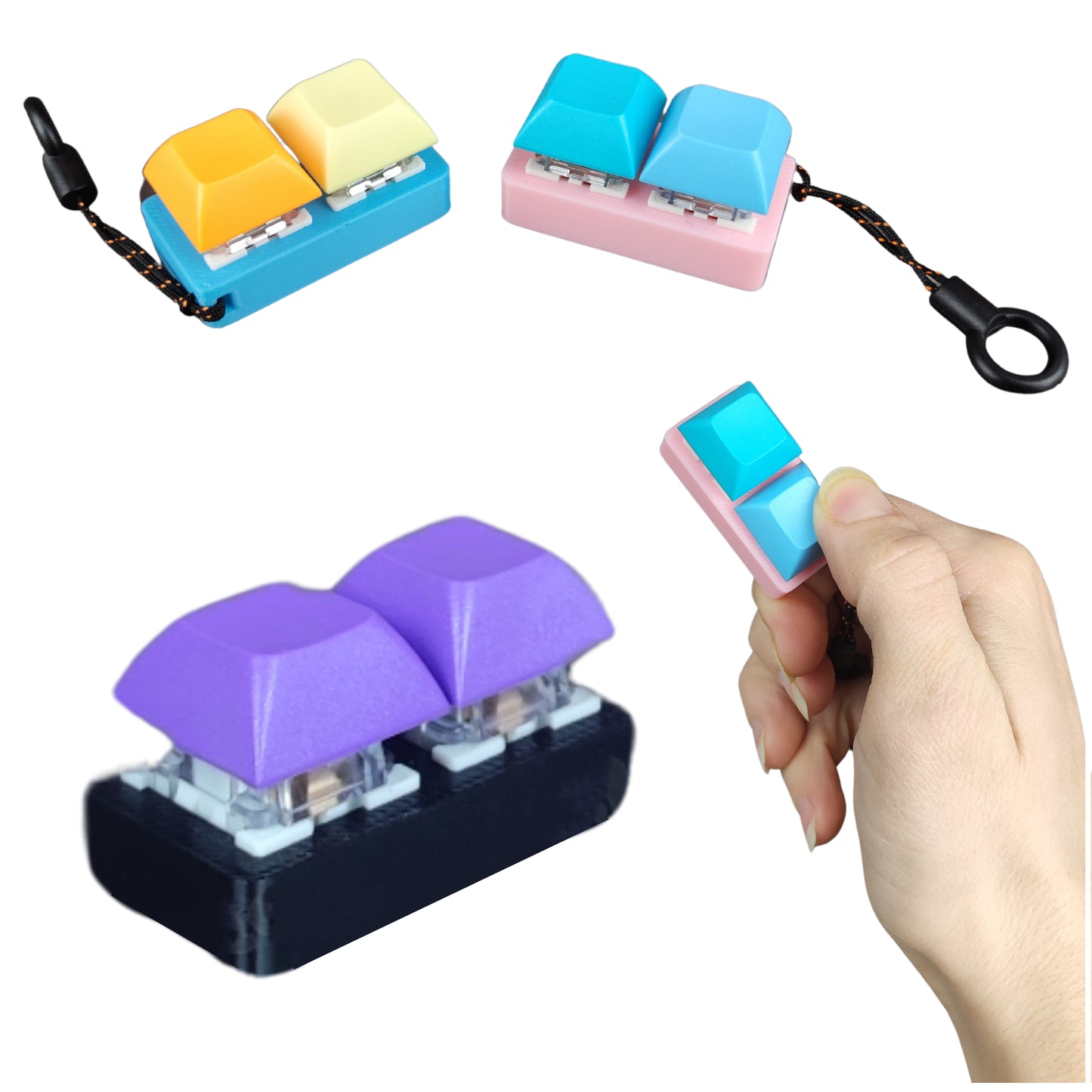 Fidget klávesnice Clicker hračka - 2 tlačítka - bez zdí