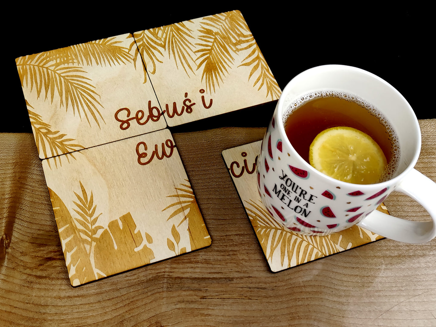 Personalised Forest Leaf Coasters-KOALA WOOD