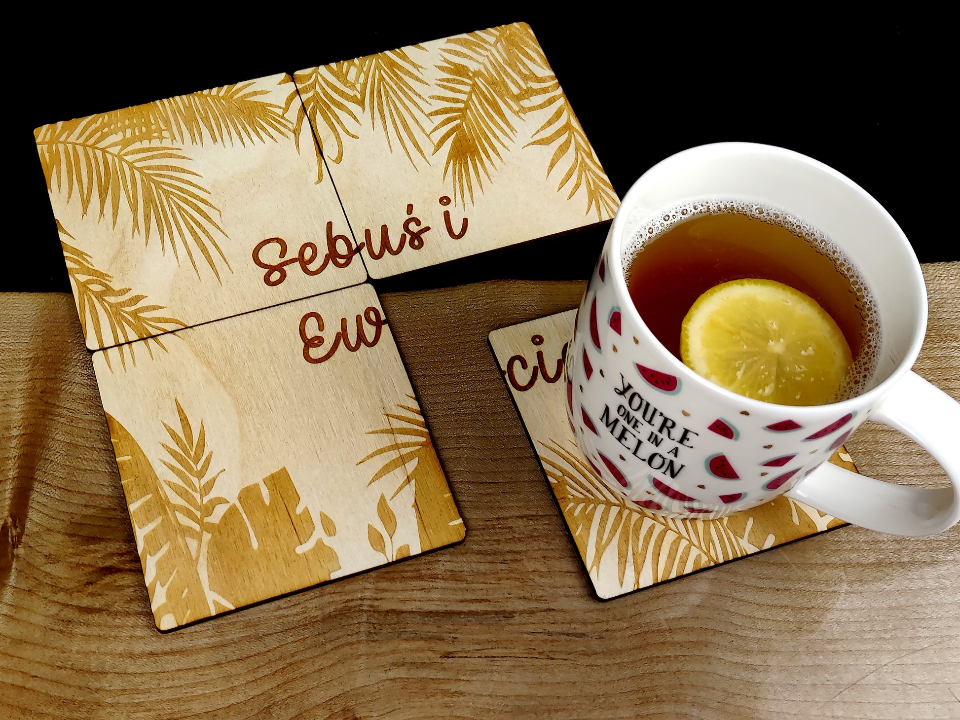 Personalised Forest Leaf Coasters-KOALA WOOD