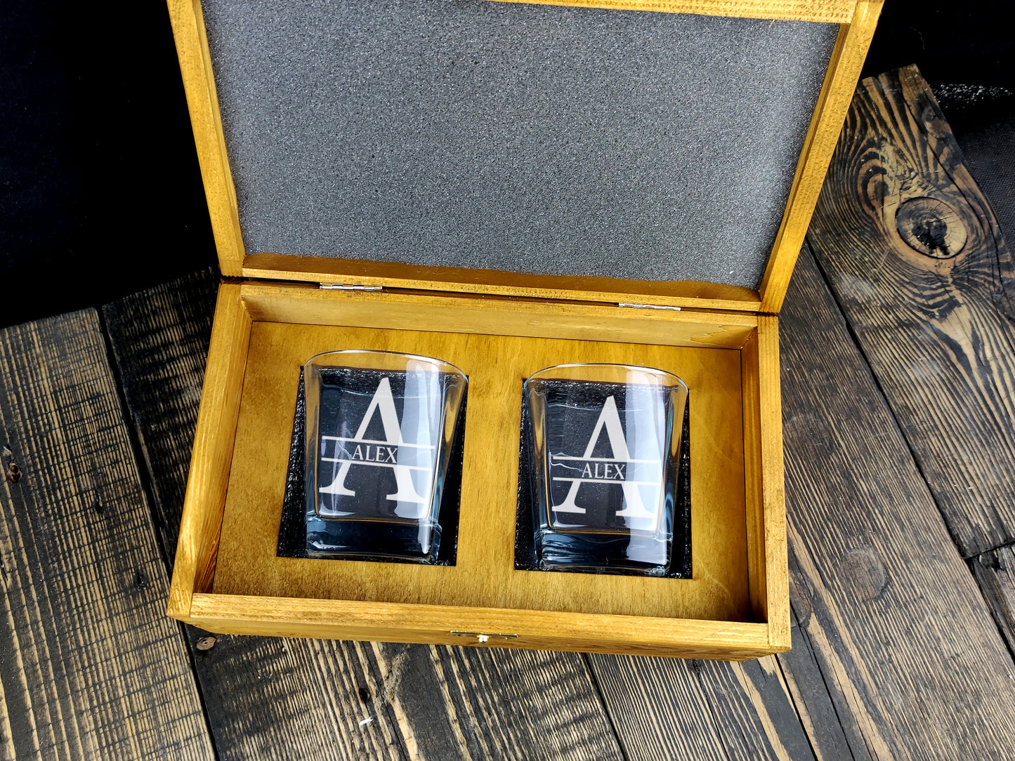 Wood Box with Glasses-KOALA WOOD