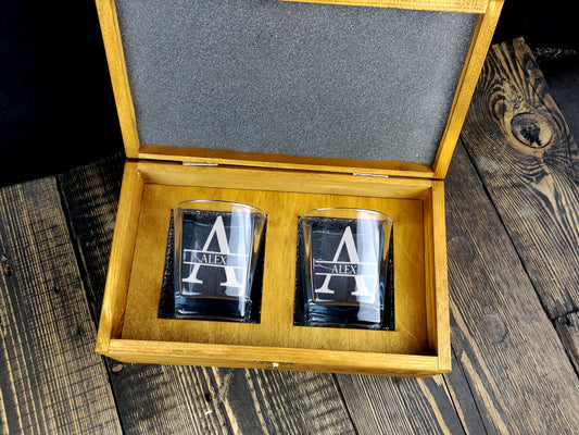 Wood Box with Glasses-KOALA WOOD