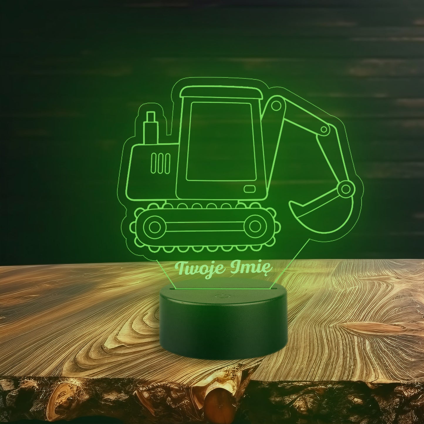 Lampka LED 3D Koparka z Imieniem