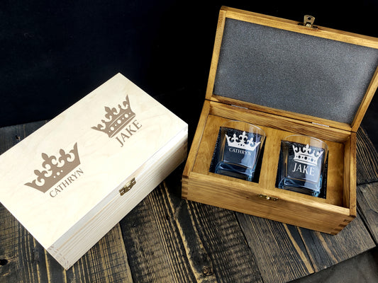 Couple Wood Box with Glasses-KOALA WOOD