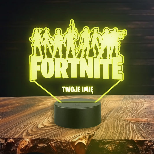 Multicolored LED night lamp for Fortnite, powered by USB or batteries, featuring a controller for light adjustments.