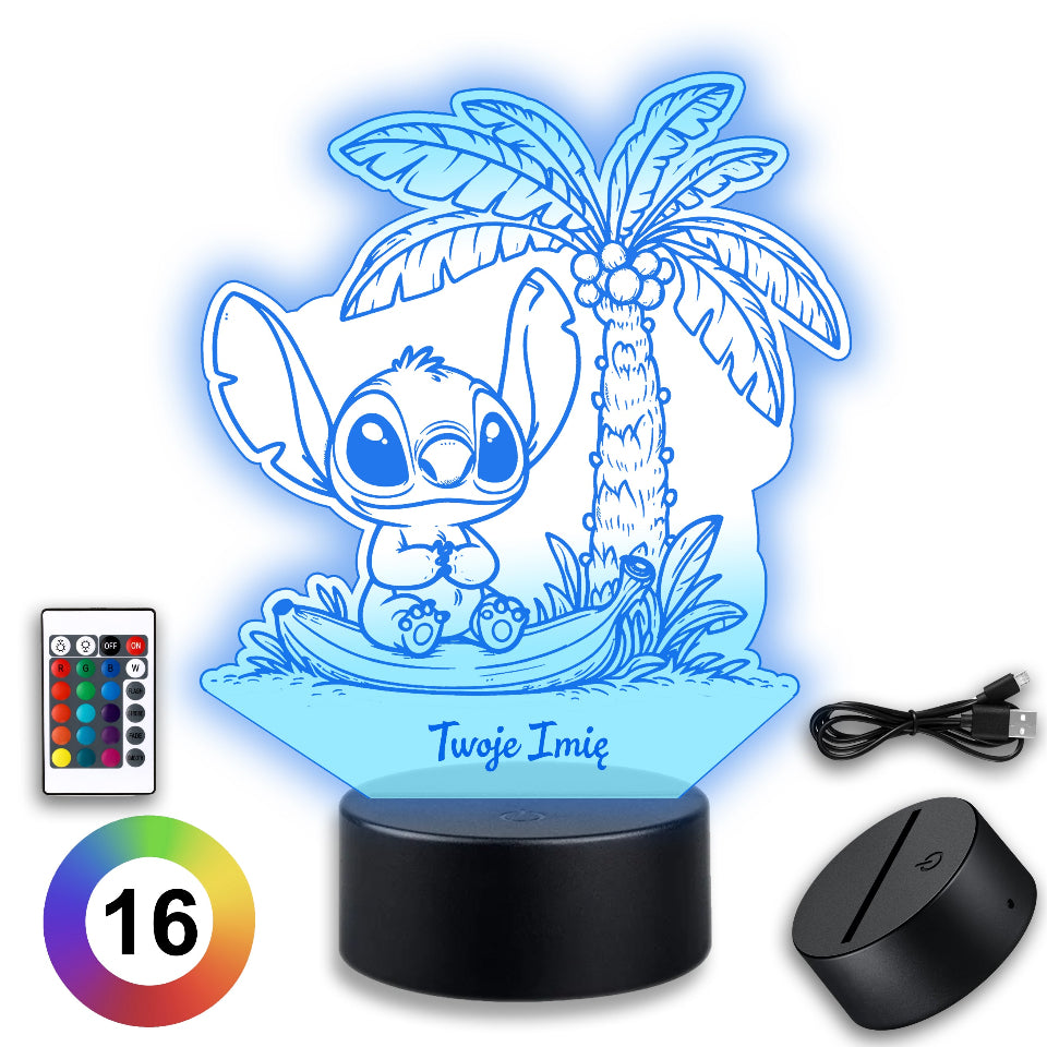 LED night lamp featuring a cartoon character, multicolour light, USB or battery powered, with a controller for easy use.