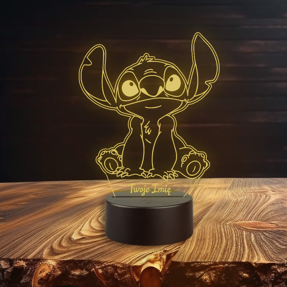 USB or battery-powered LED lamp with Stitchy character, offering multicolour light and a controller for easy adjustments.