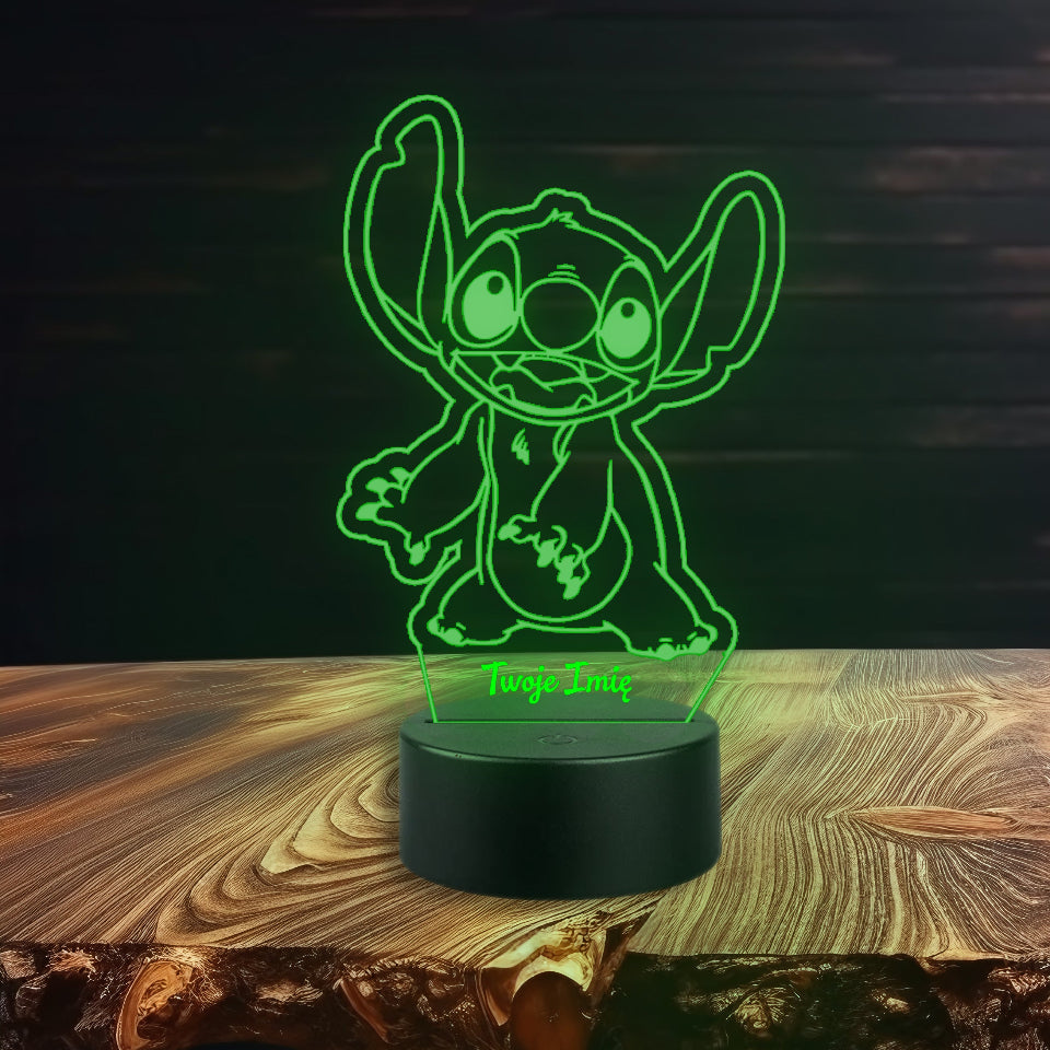 LED night lamp featuring a Stitchy design, multicolor light, USB or battery powered, with a controller for easy use.