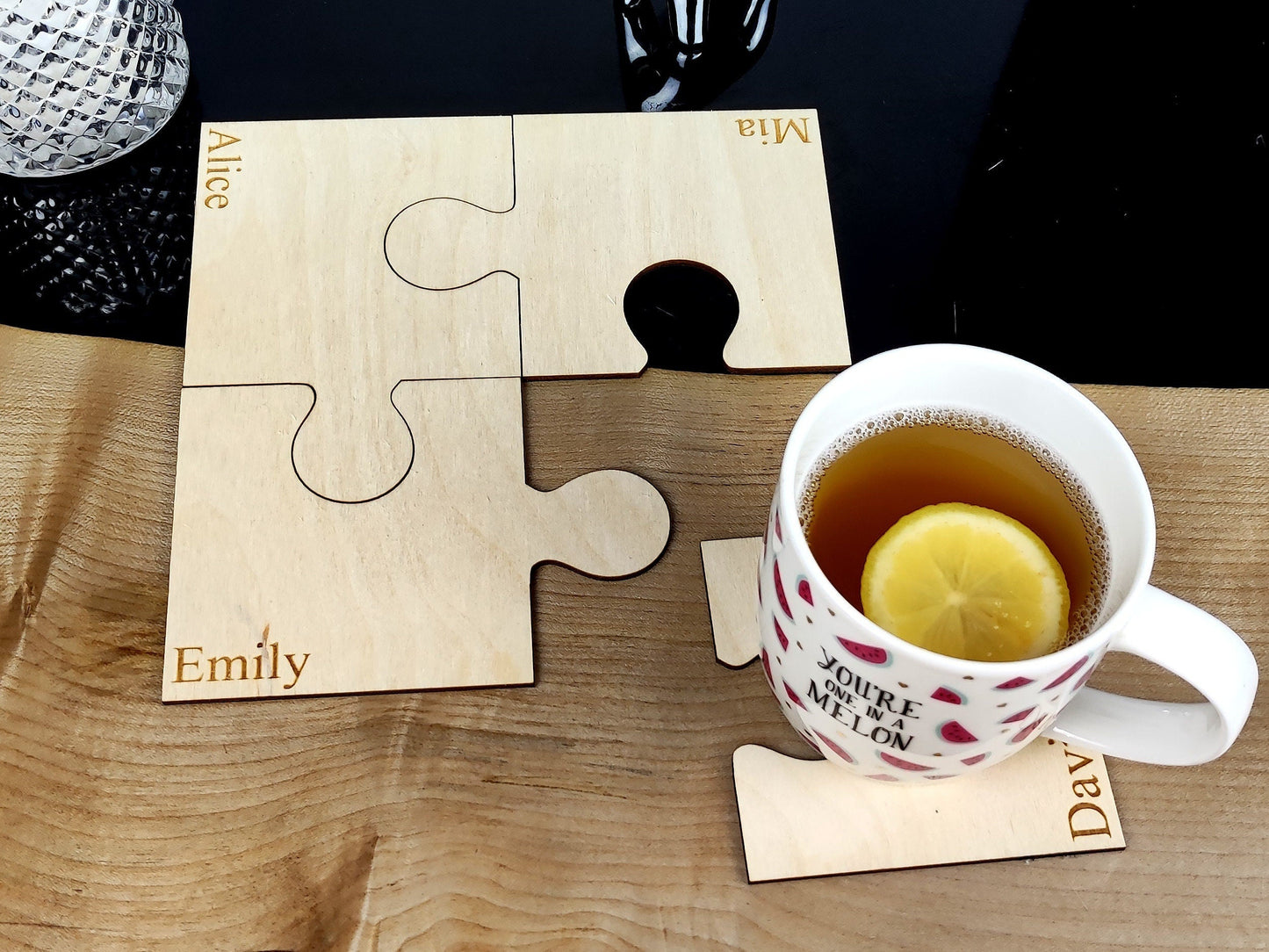 Personalised Jigsaw Puzzle coasters-KOALA WOOD