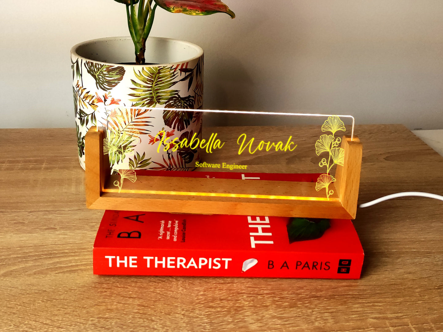 Personalised Desk Name Plate with Wooden Base 3 Colors-KOALA WOOD