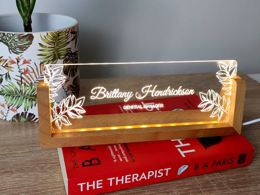 Personalised Desk Name Plate with Wooden Base 3 Colors-KOALA WOOD