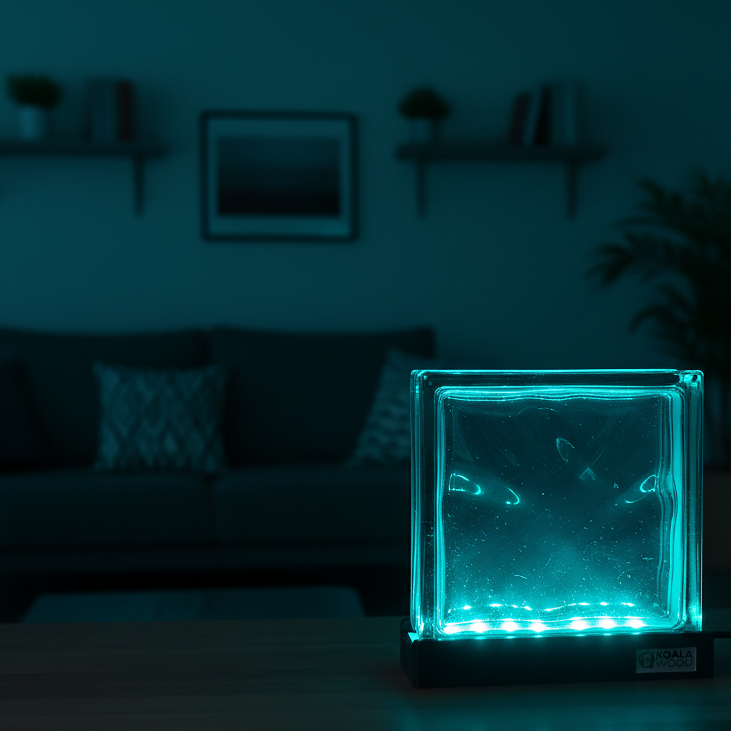 Glass Block Lamp - Turquoise