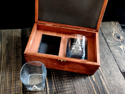 Wood Box with Glasses