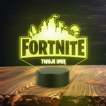 Logo Fortnite na lampce nocnej LED z pilotem, z opcją zmiany kolorów, zasilanej kablem lub bateriami.
