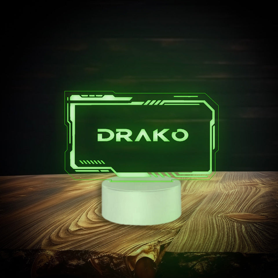 Logo lampki nocnej LED, z opcją zmiany kolorów, zasilanej kablem lub bateriami, sterowanej pilotem.