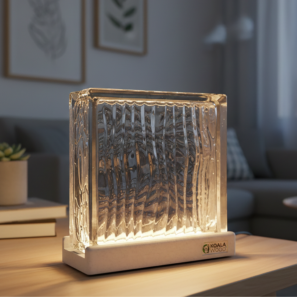 Optical Glass Block Lamp - Designer LED Table Light with Motion Sensor ...