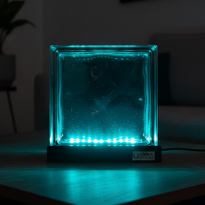Turquoise Glass BLock Lamp