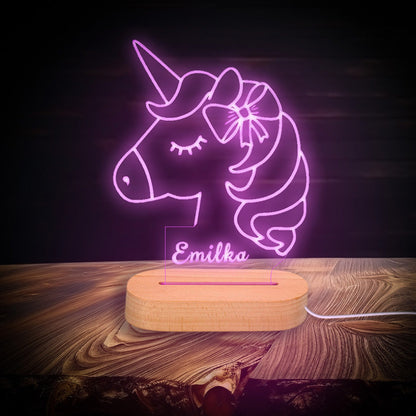 Unicorn Night Light
Neonowa lampka nocna LED z napisem, z opcją zmiany kolorów, zasilana kablem lub bateriami, z pilotem.