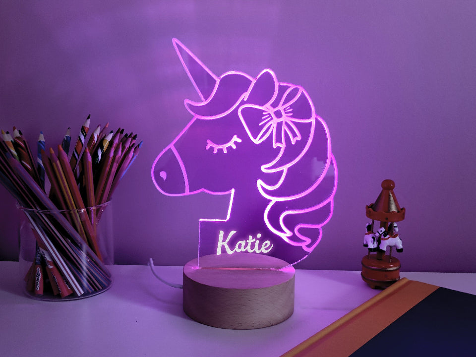Neon sign in multicolored LED lights, functioning as a night lamp, powered by USB or batteries with a controller.