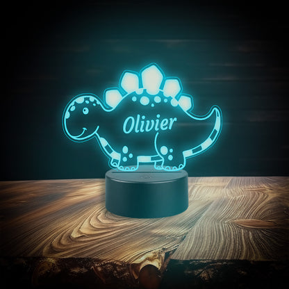 Dinosaur night lamp with personalised name