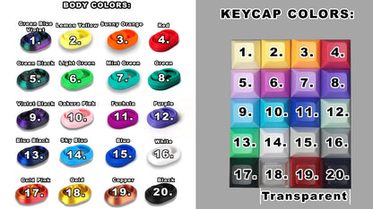 lang:en Color swatches for body and keycap colors on a gray background