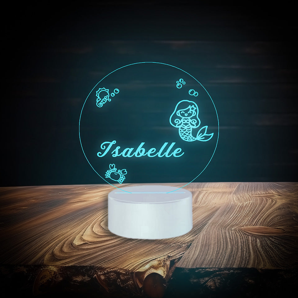 Mermaid night lamp with custom name