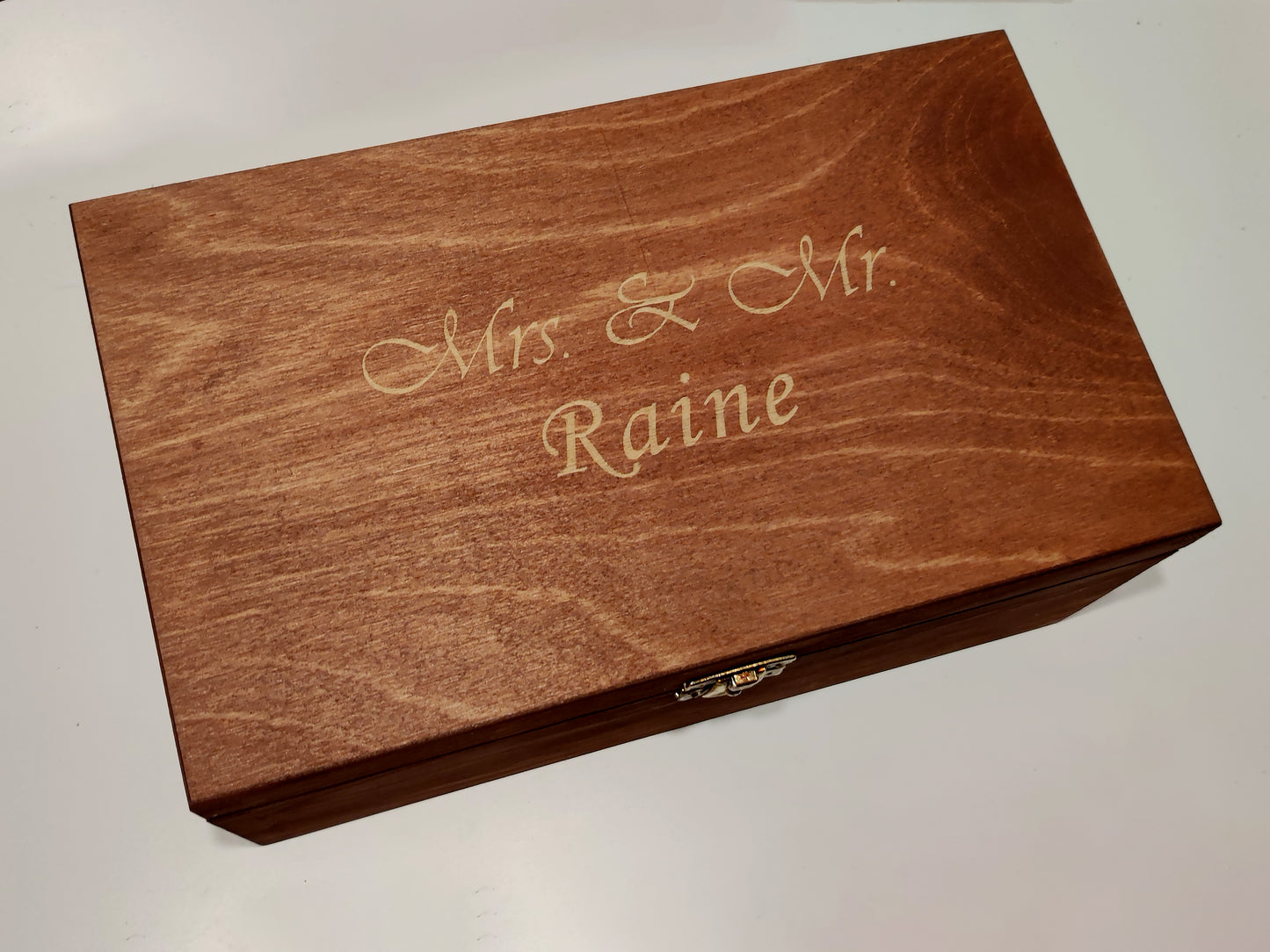 Mr & Mrs Wood Box with Glasses