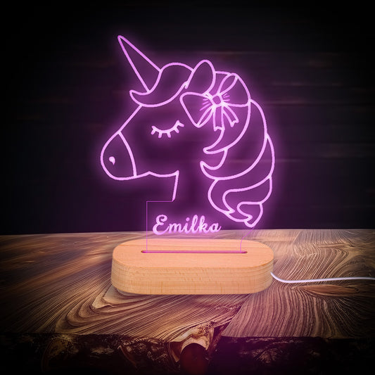 Unicorn night lamp with personalised name