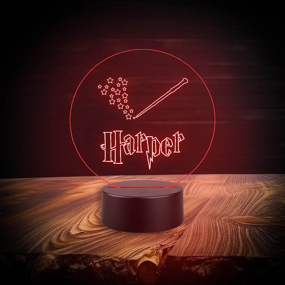 Wizzard wand night lamp with custom name