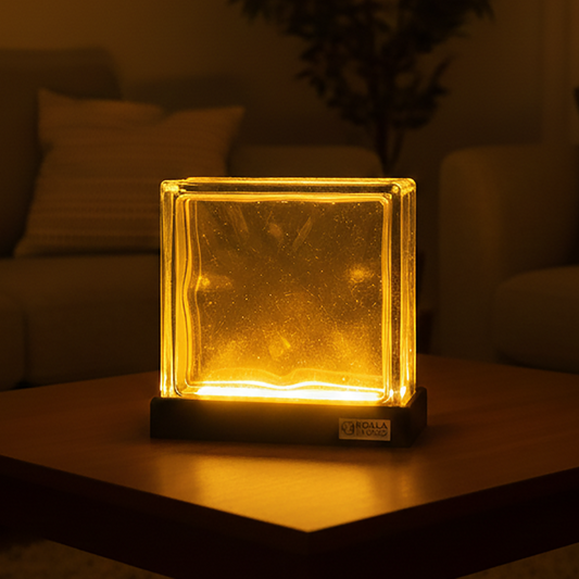 yellow Glass BLock Lamp